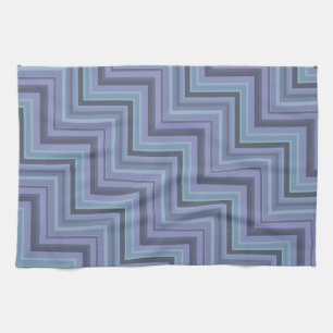 Linge De Cuisine Bleu gris rayures motif