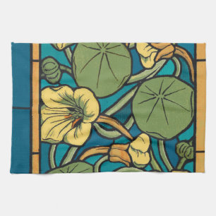 Linge De Cuisine Bleu jaune Nasturtium Fleur Nouveau Motif
