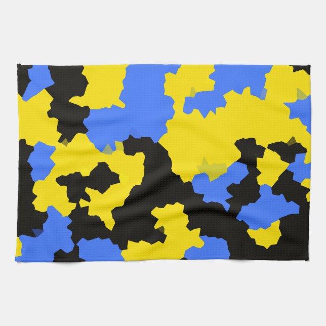 Linge De Cuisine Bleu Jaune Noir Conception abstraite (Horizontal)