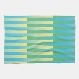 Linge De Cuisine Bleu Jaune Vert Motif Rayé