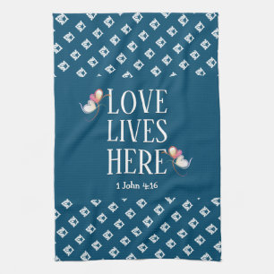 Linge De Cuisine Bleu LOVE LIVES ICI Personnalisable