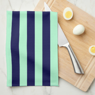 Linge De Cuisine Bleu marine et vert menthe marine