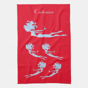 Linge De Cuisine Bleu Mermaid Swimmer Thunder_Cove  
