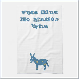 Linge De Cuisine Bleu mou Coeur âne VOTE BLEU