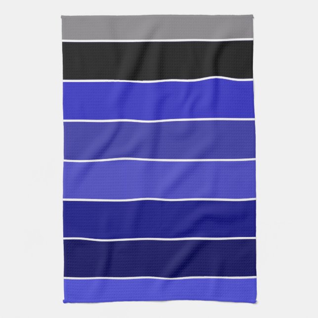 Linge De Cuisine Bleu, noir et blanc (Vertical)