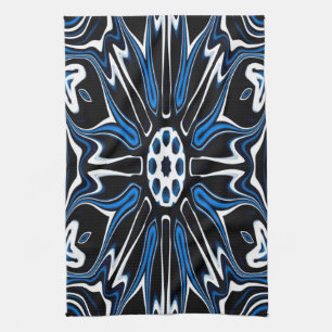 Linge De Cuisine Bleu, noir et blanc Estonie Flower Art