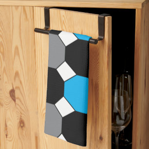 Linge De Cuisine Bleu Noir Gris Géométrique