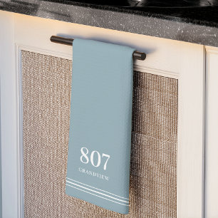 Linge De Cuisine Bleu Numéro de maison et nom de rue