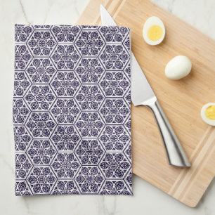 Linge De Cuisine Bleu Oriental Blanc Rosette Géométrique Art Turc
