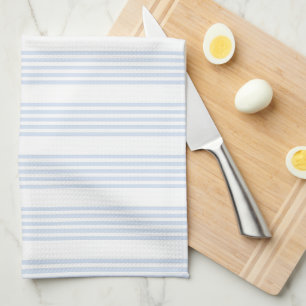 Linge De Cuisine Bleu pâle et blanc cinq bandes motif