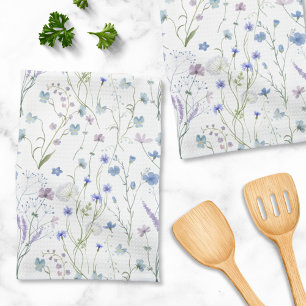 Linge De Cuisine Bleu pourpre joli Fleur sauvage motif floral