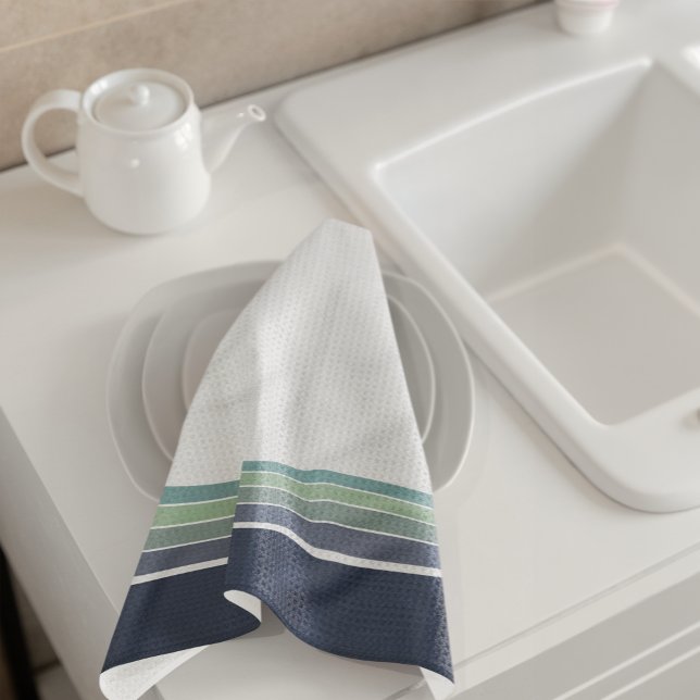 Linge De Cuisine Bleu rétro/mod et vert rayé (Créateur téléchargé)