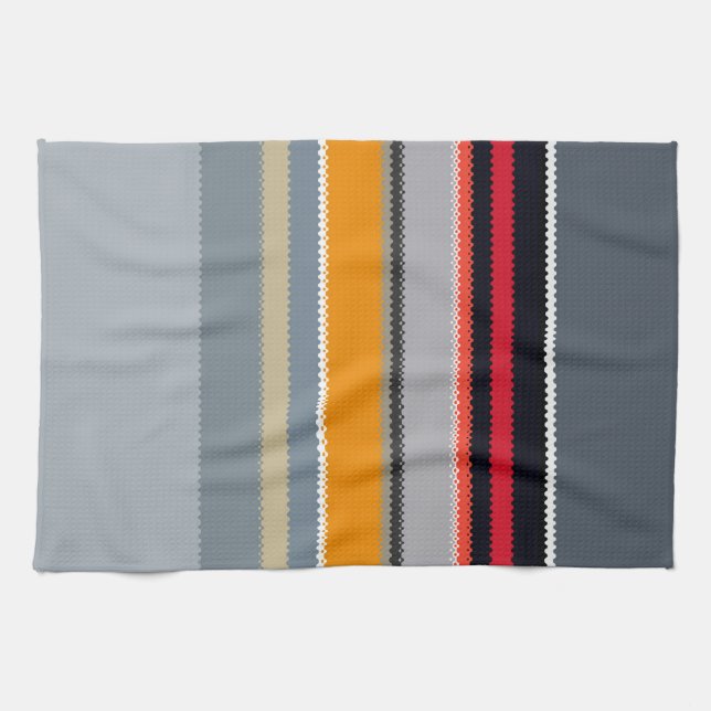 Linge De Cuisine Bleu Rouge Argent Multicolore (Horizontal)
