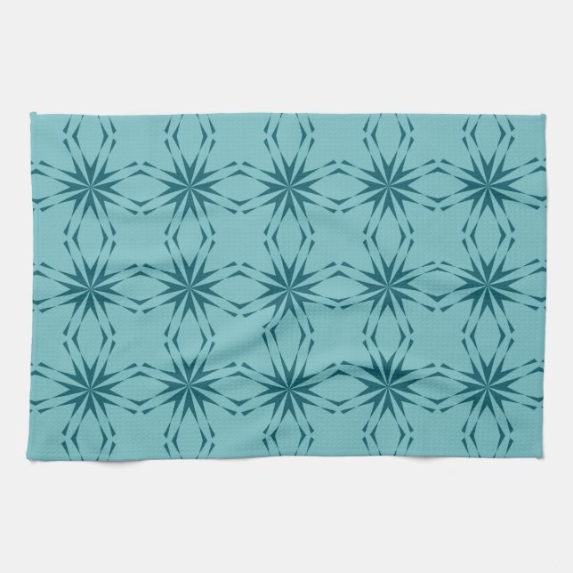 Linge De Cuisine bleu turquoise, cool, abstraction fleur tendance (Horizontal)