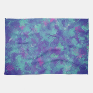 Linge De Cuisine Bleu violet Abstrait Brush Strokes Design