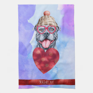 Linge De Cuisine Bleu violet Amoureux des chiens Valentine Cadeau G