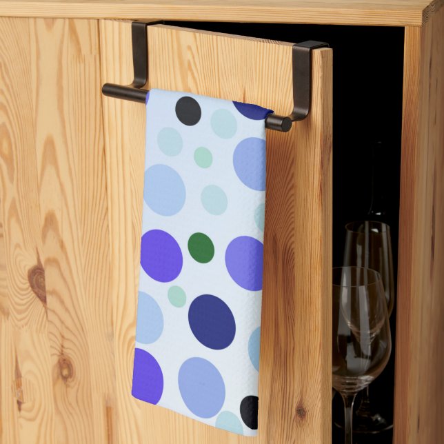 Linge De Cuisine Bleu Violet Et Vert Pois, (Pliage en tiers)