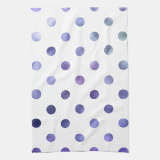 Linge De Cuisine Bleu violet violet métal Faux Foil Polka point