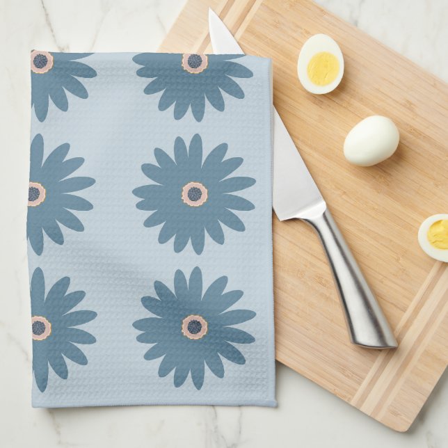 Linge De Cuisine Bleue Daisy (Quart Plié)