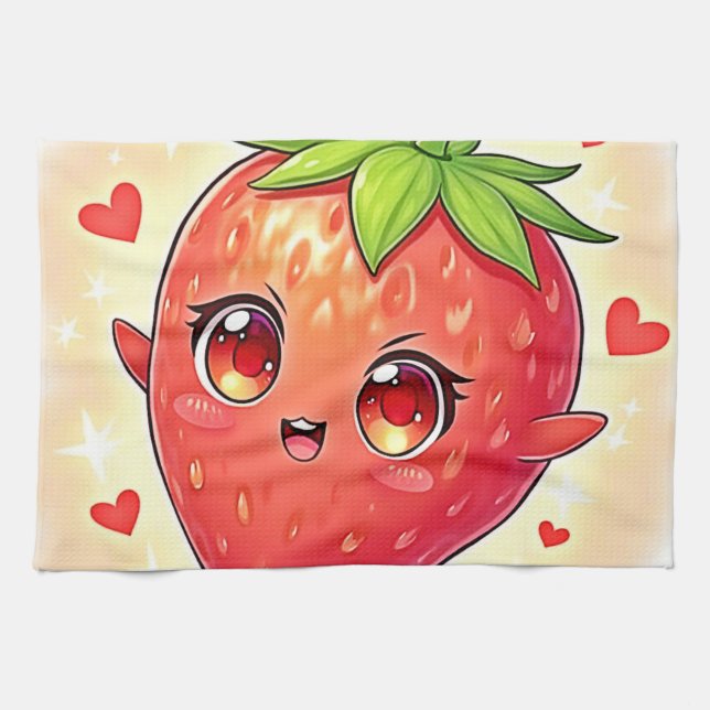 Linge De Cuisine Bliss de fraises sucrées adorables (Horizontal)