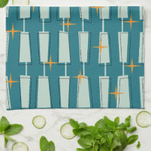 Blocs Atomiques Teal, Aqua de Style Moderne du Mil