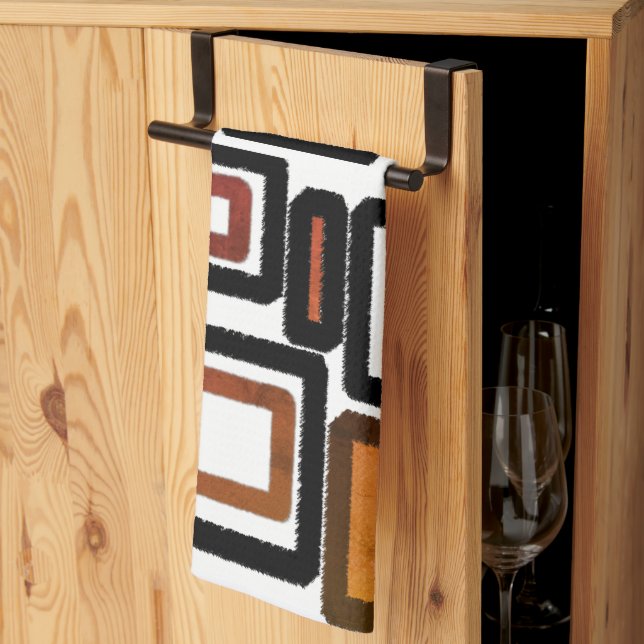 Linge De Cuisine Blocs géométriques Rouille Noir Brown (Pliage en tiers)