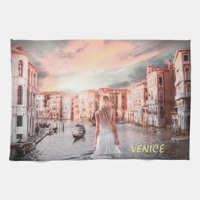 Linge De Cuisine Blondie Dans Venise Romantique (Horizontal)