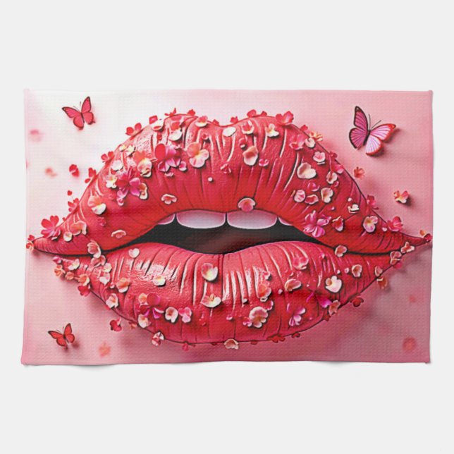 Linge De Cuisine Blooming Lips: Floral Butterfly Kiss (Horizontal)