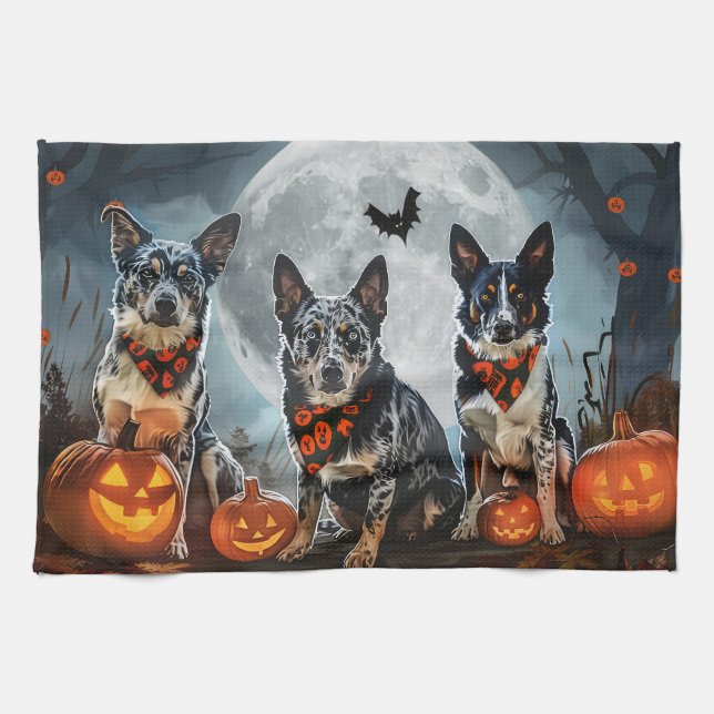Linge De Cuisine Blue Heeler Halloween Épouvantable (Horizontal)