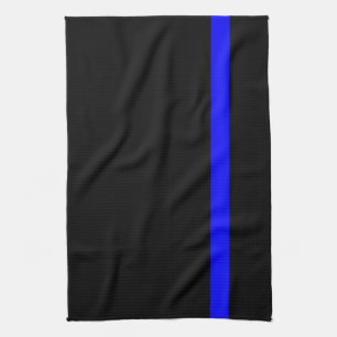 Linge De Cuisine Blue Line mince symbolique sur un décor noir