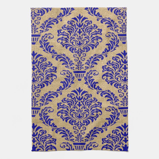 Linge De Cuisine Blue Parisian Moods Damask (Vertical)