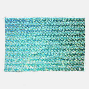 Linge De Cuisine Blue Turquoise Étincelle Océan Mermaid Waves Motif