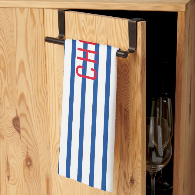 Linge De Cuisine Blue White Stripes Chef Cuisine (Pliage en tiers)