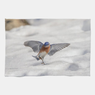 Linge De Cuisine Bluebird oriental dansant dans la neige