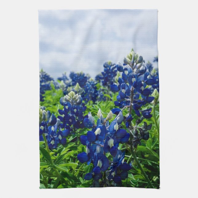 Linge De Cuisine Bluebonnets Blue Floral Texas Texan Elegant (Vertical)