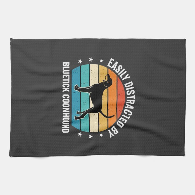 Linge De Cuisine Bluetick Coonhound Coucher de soleil Rétro Chien (Horizontal)