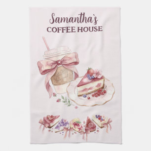 Linge De Cuisine Blush Pink Patisserie Café Branding Aquarelle