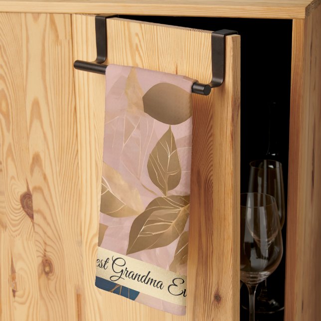 Linge De Cuisine Blush Rose or Boho Feuilles Collection populaire (Pliage en tiers)