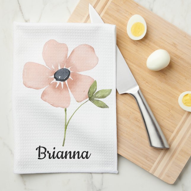 Linge De Cuisine Blush Watercolor Flower Name (Quart Plié)