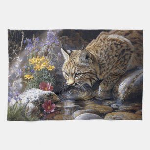 Linge De Cuisine Bobcat avec art Pittoresque Fleur sauvage
