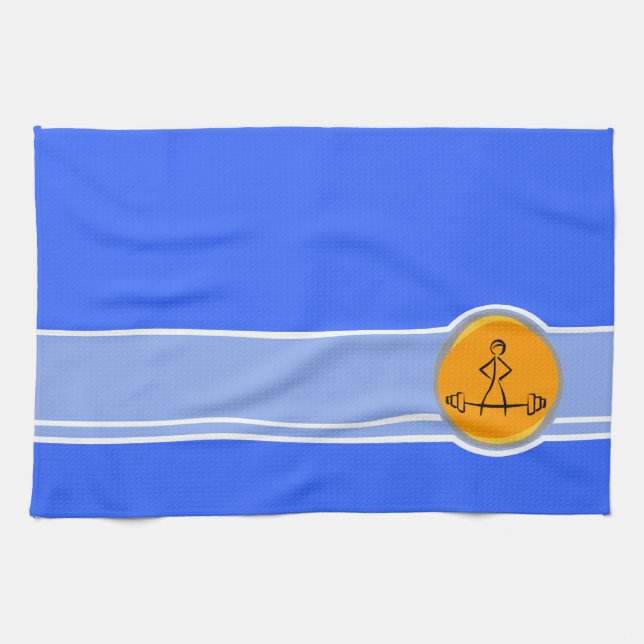 Linge De Cuisine Bodybuilding ; bleu et orange (Horizontal)