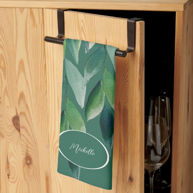 Linge De Cuisine Bohème verte moderne de la nature (Pliage en tiers)