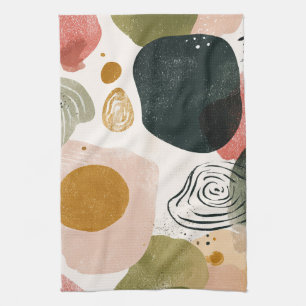 Linge De Cuisine Boho biologique Motif Abstrait en Tone Toné Terre