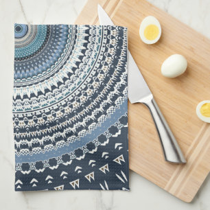 Linge De Cuisine Boho bleu Bohême Mandala