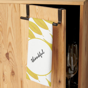 Linge De Cuisine Boho Chic Feuilles Jaunes d'Automne Aquarelle