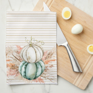 Linge De Cuisine Boho Citrouille Pampas Grass France Stripes Pays