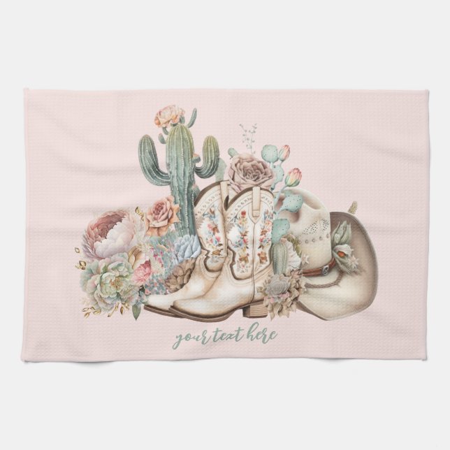 Linge De Cuisine Boho désert cowgirl cowboy bottes de cowboy casque (Horizontal)