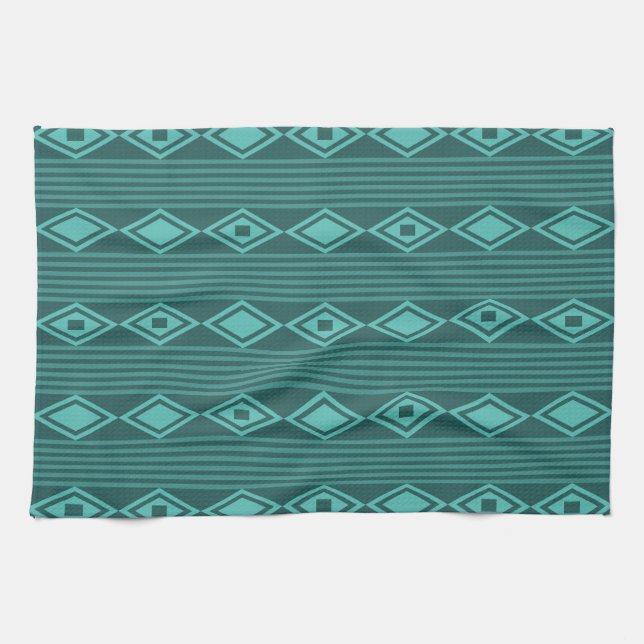Linge De Cuisine Boho Diamonds Grandes Turquoises (Horizontal)