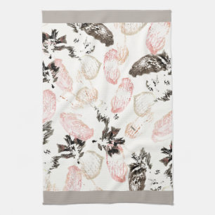 Linge De Cuisine Boho Feuilles et plumes Full Print Cuisine Serviet