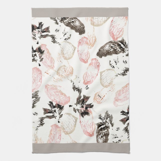 Linge De Cuisine Boho Feuilles et plumes Full Print Cuisine Serviet (Vertical)
